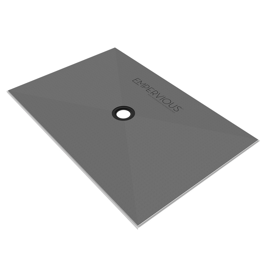 Empervious Series ZGBSP4872 Shower Pan With Drain, 72 in L, 48 in W, 1 in H, Fiberglass/XPS Foam