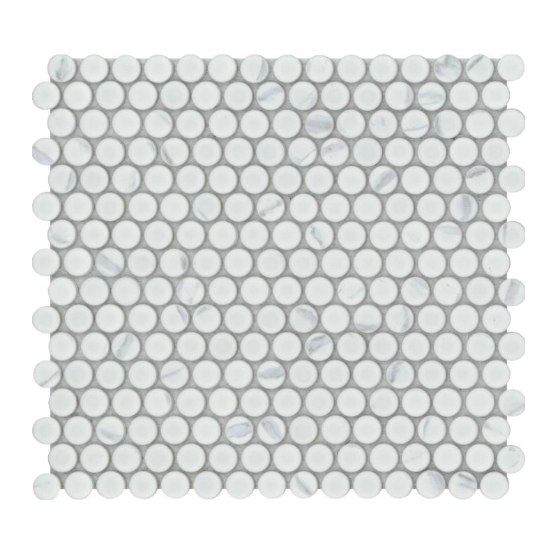 Elegan Series W95ELEGCA1112MOPM Porcelain Mosaic Tile, 12 in L Tile, 11 in W Tile, Pressed Edge, Calacata