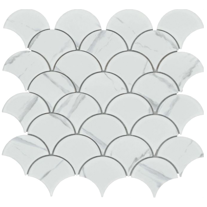 Elegan Series W95ELEGCA1112MSLM Porcelain Mosaic Tile, 12 in L Tile, 11 in W Tile, Pressed Edge, Calacata