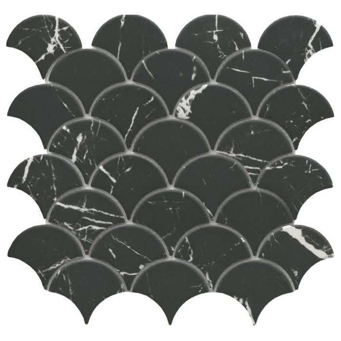 Elegan Series W95ELEGNE1112MSLM Porcelain Mosaic Tile, 12 in L Tile, 11 in W Tile, Pressed Edge, Nero