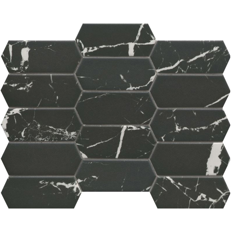 Elegan Series W95ELEGNE1013MTKM Porcelain Mosaic Tile, 14 in L Tile, 10 in W Tile, Pressed Edge, Nero