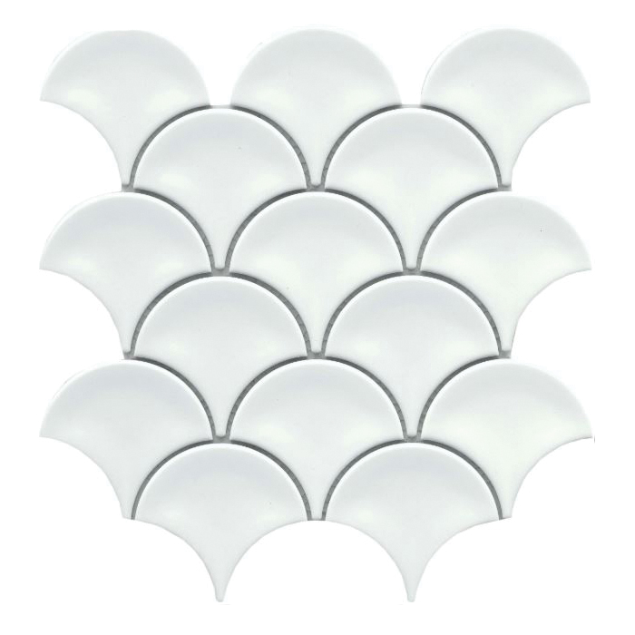 Reward Series F27REWAWH1011MFN Porcelain Mosaic Tile, 11 in L Tile, 10 in W Tile, Pressed Edge, Fan Pattern