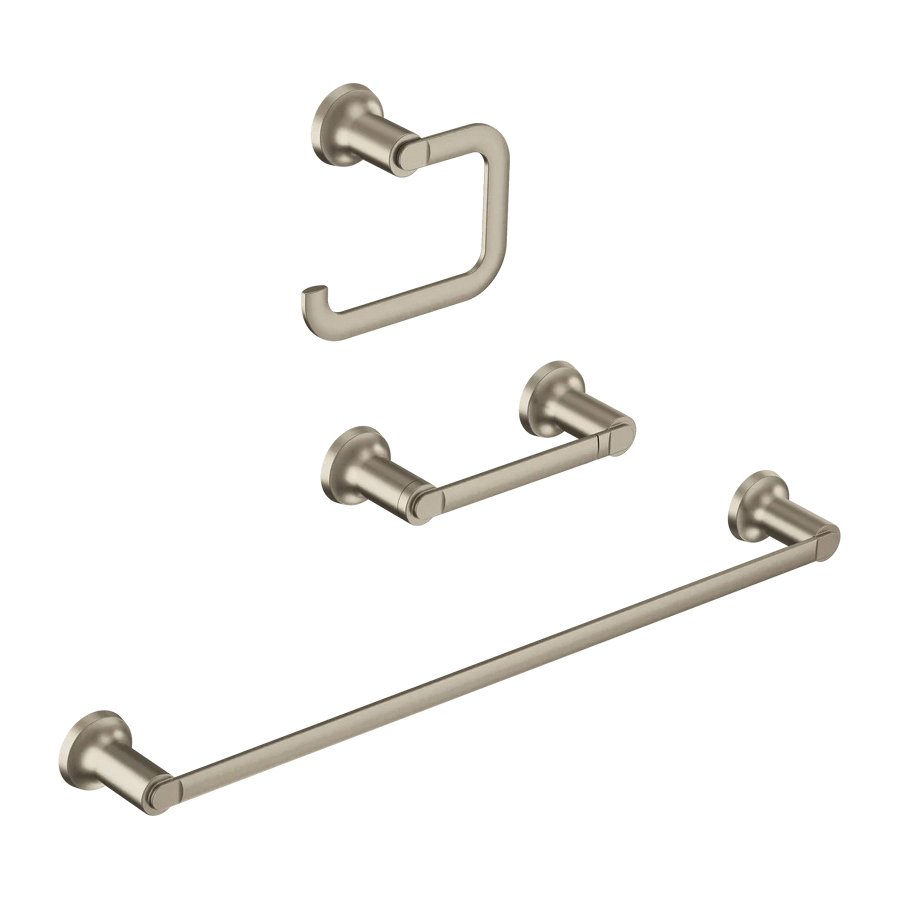 Zyla Series Y1633BN Bathroom Hardware Set, Zinc, Brushed Nickel, 3-Piece