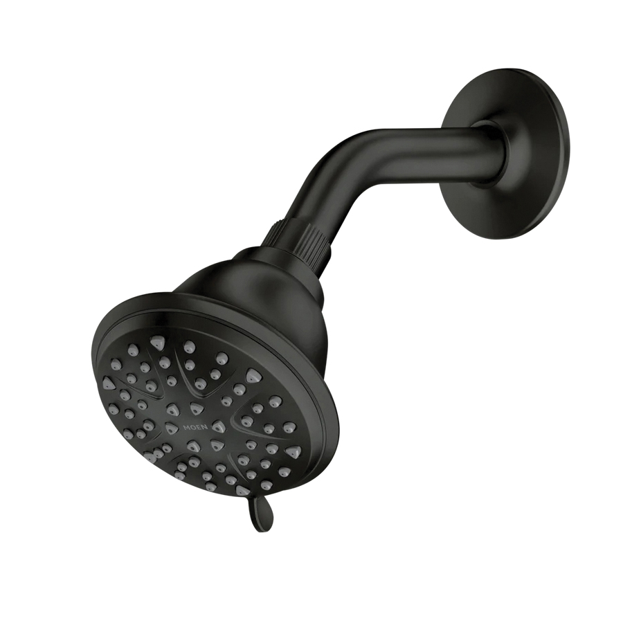 Attune Series 218W0BL Spray Head, Round, 1.75 gpm, 1/2 in Connection, IPS, 8-Spray Function, Metal, Matte Black