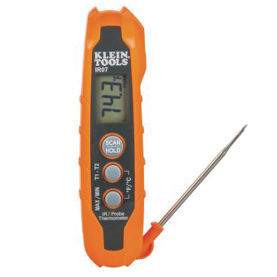 IR07 IR and Probe Thermometer, -40 to 572 deg F, 0.1 deg F Resolution, LCD Display, ABS/Polycarbonate Case
