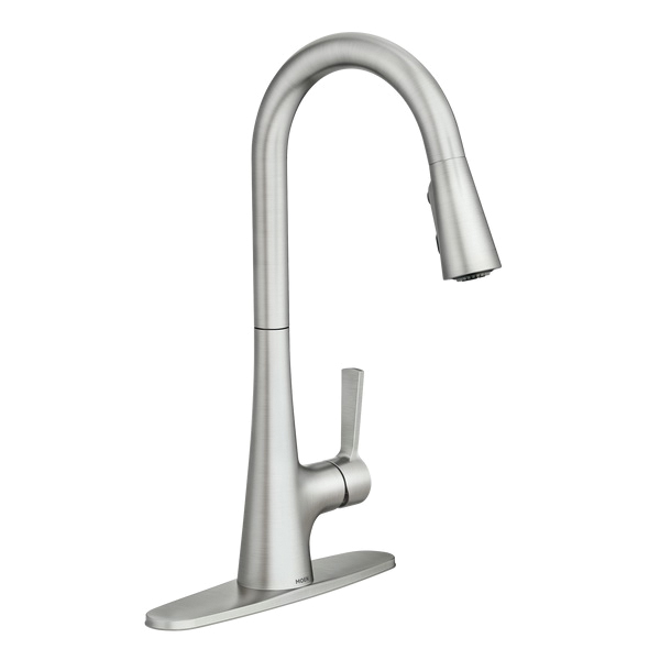 Mikah 87069 Series 87069SRS Pull-Down Kitchen Faucet, 1.5 gpm, 1-Handle, 1, 3-Faucet Hole, Metal, Deck