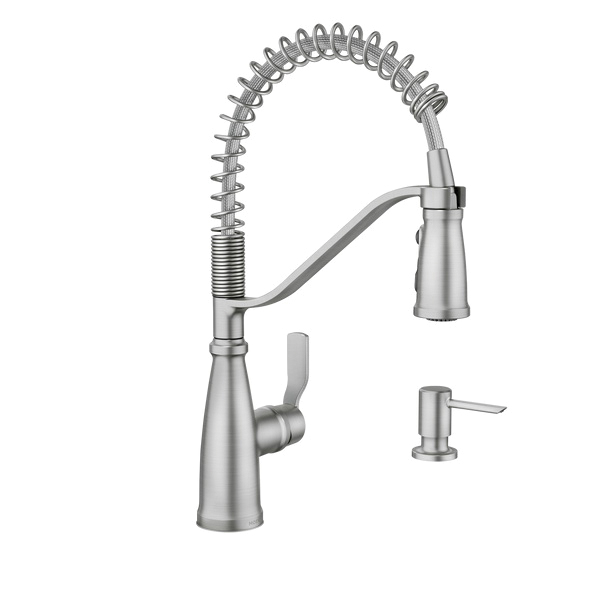 Nolia 87886 Series 87886SRS Kitchen Faucet, 1.5 gpm, 1-Handle, 1, 3-Hole, Metal, Stainless, Lever Handle
