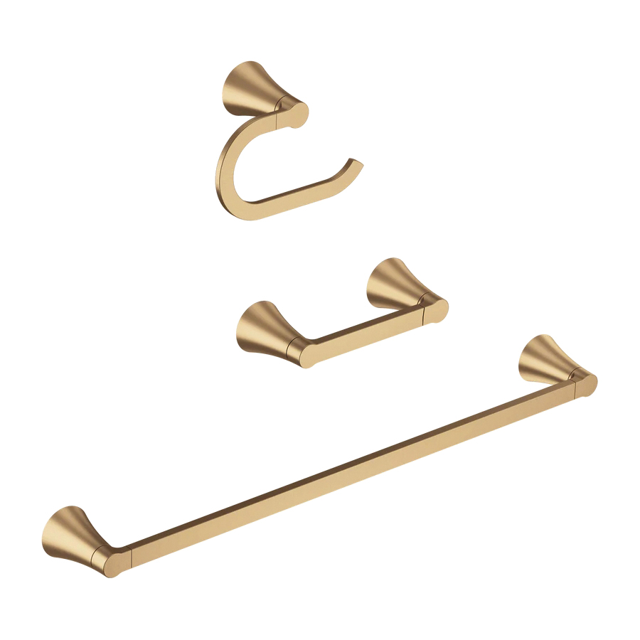 Mikah Series Y0733BZG Bathroom Hardware Set, Zinc, Brushed Gold, 3-Piece