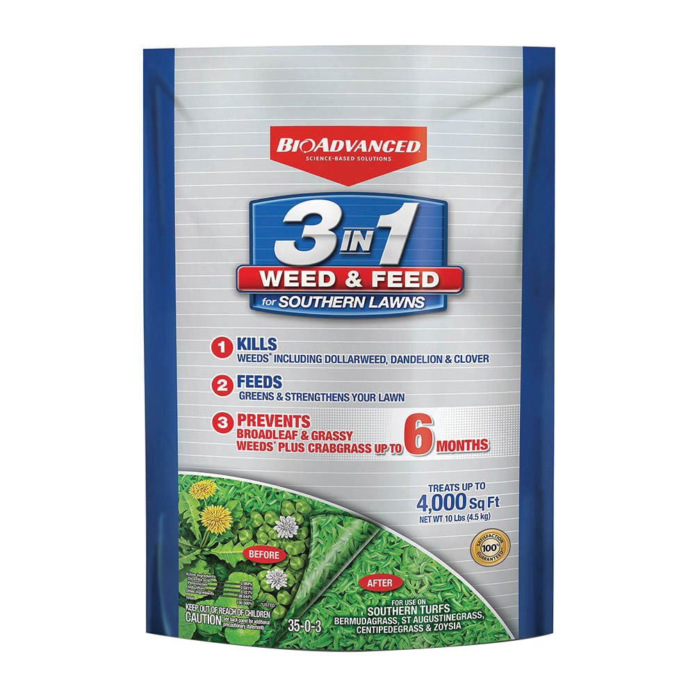 820105L 3-In-1 Weed and Feed, 10 lb Bag, Granular, 35-0-3 N-P-K Ratio