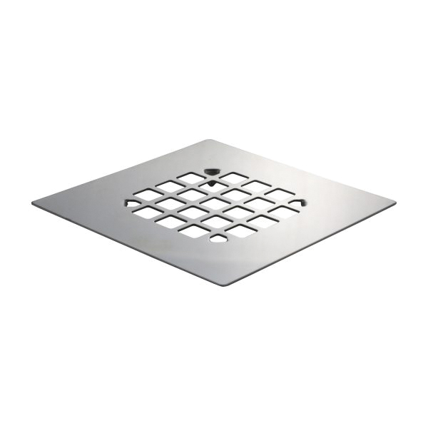 11034 Shower Drain Cover, Stainless Steel, Chrome, Specifications: Square Shape, Snap-In Mount