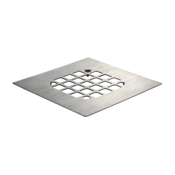 11045 Shower Drain Cover, Stainless Steel, Brushed Nickel, Specifications: Square Shape, Snap-In Mount