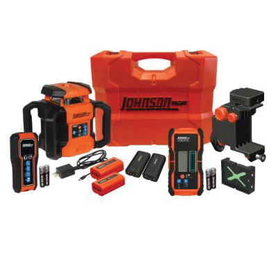 GreenBrite JRT300-GNHV-K Dual Slope Rotary Laser Kit, 350 ft Interior, 4000 ft Exterior, 3-Beam, Green Laser