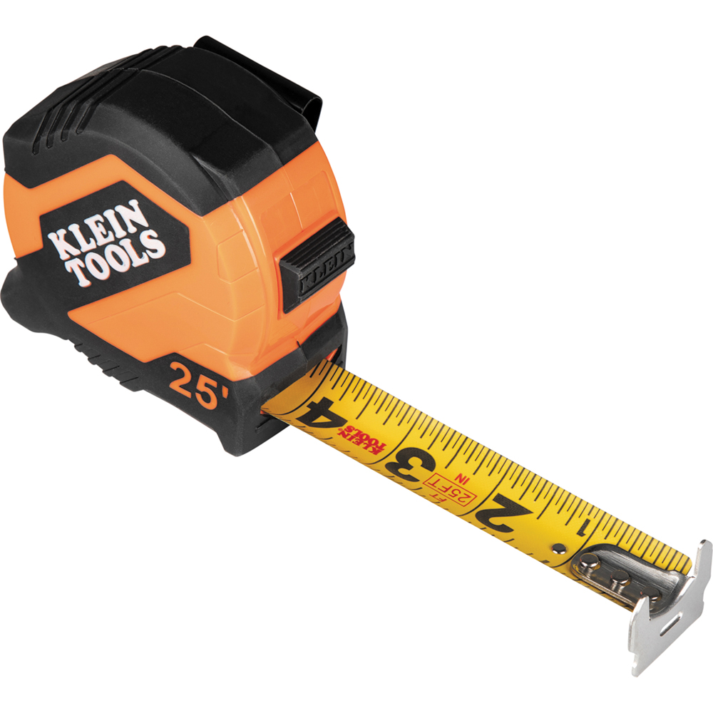 9525 Tape Measure, 25 ft L Blade, 1-1/8 in W Blade, Steel Blade, ABS Case, Black/Orange Case