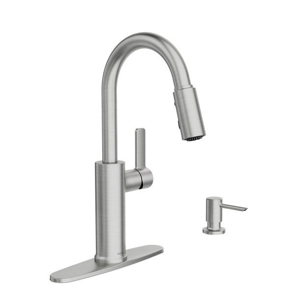 Durani 87070 Series 87070SRS Pull-Down Kitchen Faucet, 1.5 gpm, 1-Handle, 1, 2, 3, 4-Faucet Hole, Metal