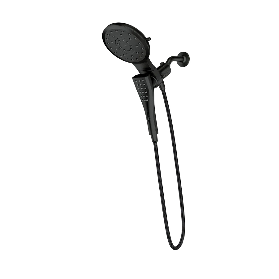 Verso Series 220C2EPBL Combination Shower, Round, 1/2 in Connection, IPS, 1.75 gpm, 8-Spray Function, Matte Black