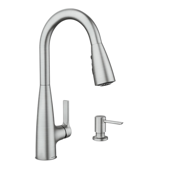 Haelyn 87627 Series 87627SRS Pull-Down Kitchen Faucet, 1.5 gpm, 1-Handle, 1, 2, 3, 4-Faucet Hole, Metal