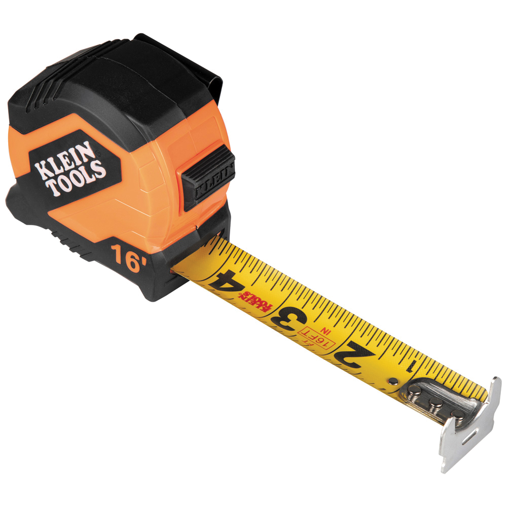 9516 Tape Measure, 16 ft L Blade, 1-1/8 in W Blade, Steel Blade, ABS Case, Black/Orange Case