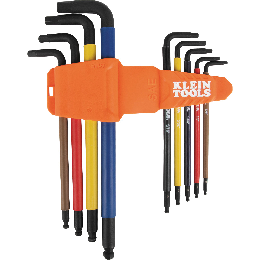 BLS9 L-Style Hex Key Caddy Set, 9-Piece, Steel, Black Phosphate, Orange