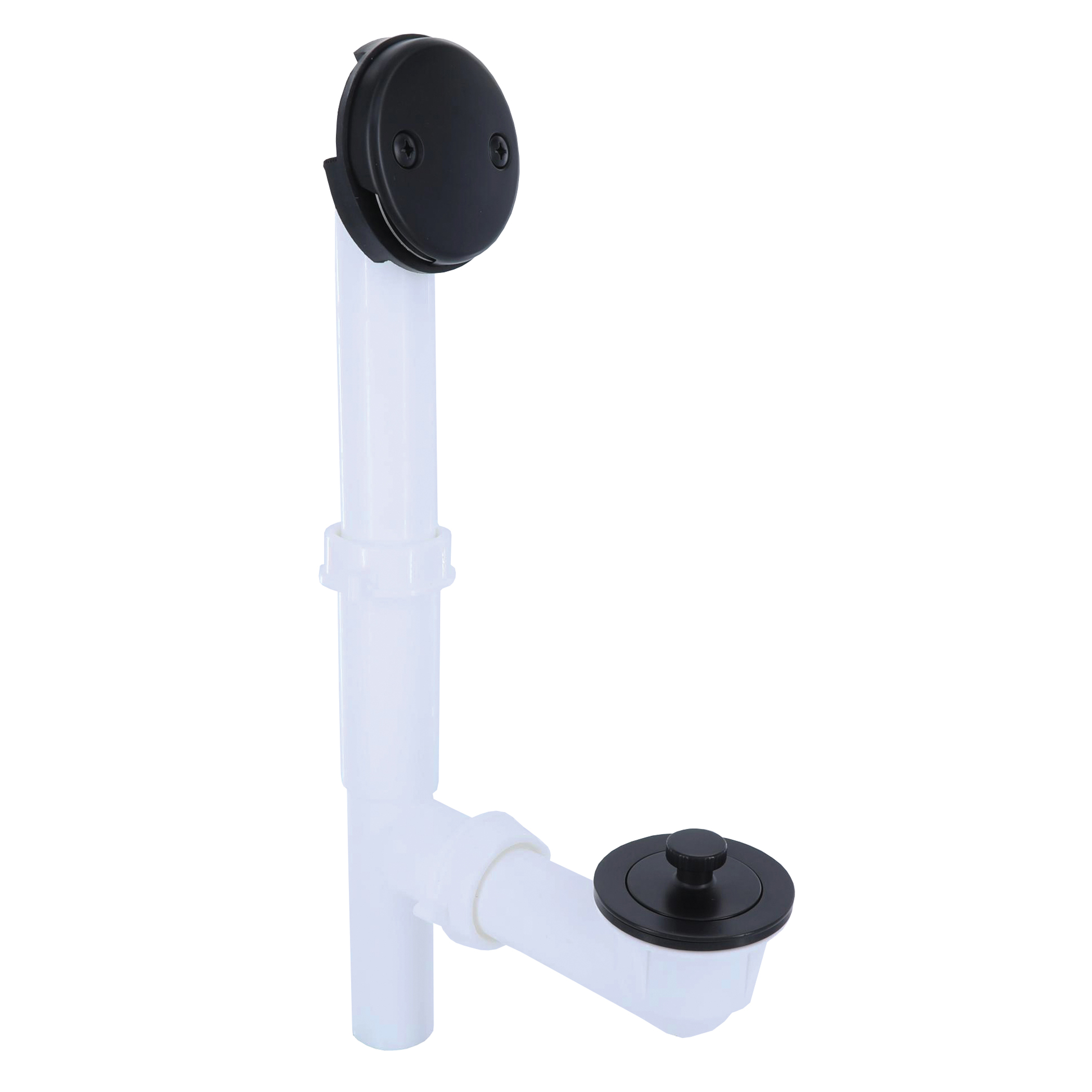 12101 Twist and Turn Tub Drain Kit, Plastic/Polypropylene, Black/White, Matte