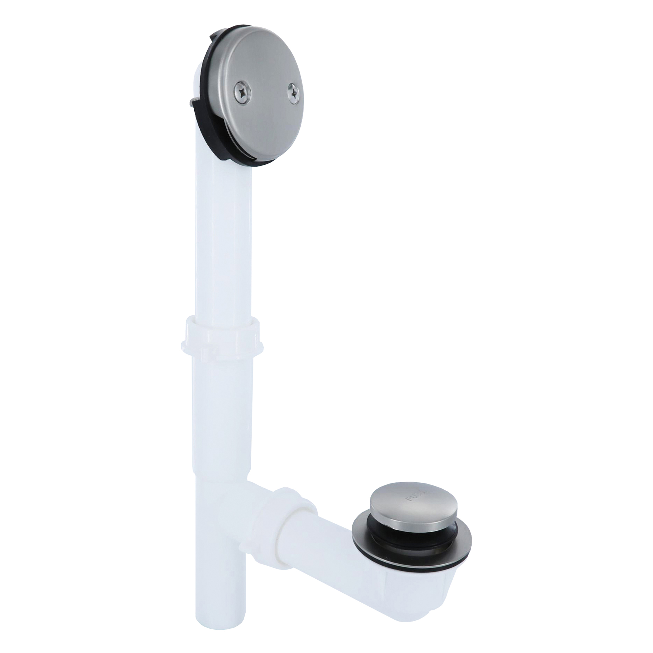 12098 Touch-Toe Tub Drain Kit, Plastic/Polypropylene, White, Brushed Nickel