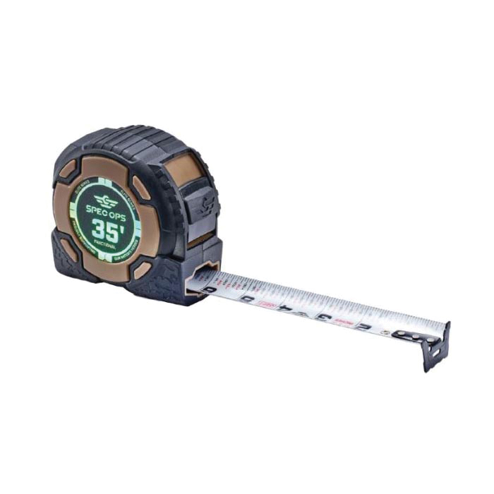 Elite Series SPEC-PTM35-F Fractional Tape Measure, 35 ft L Blade, 1-1/4 in W Blade, Steel Blade, ABS Case
