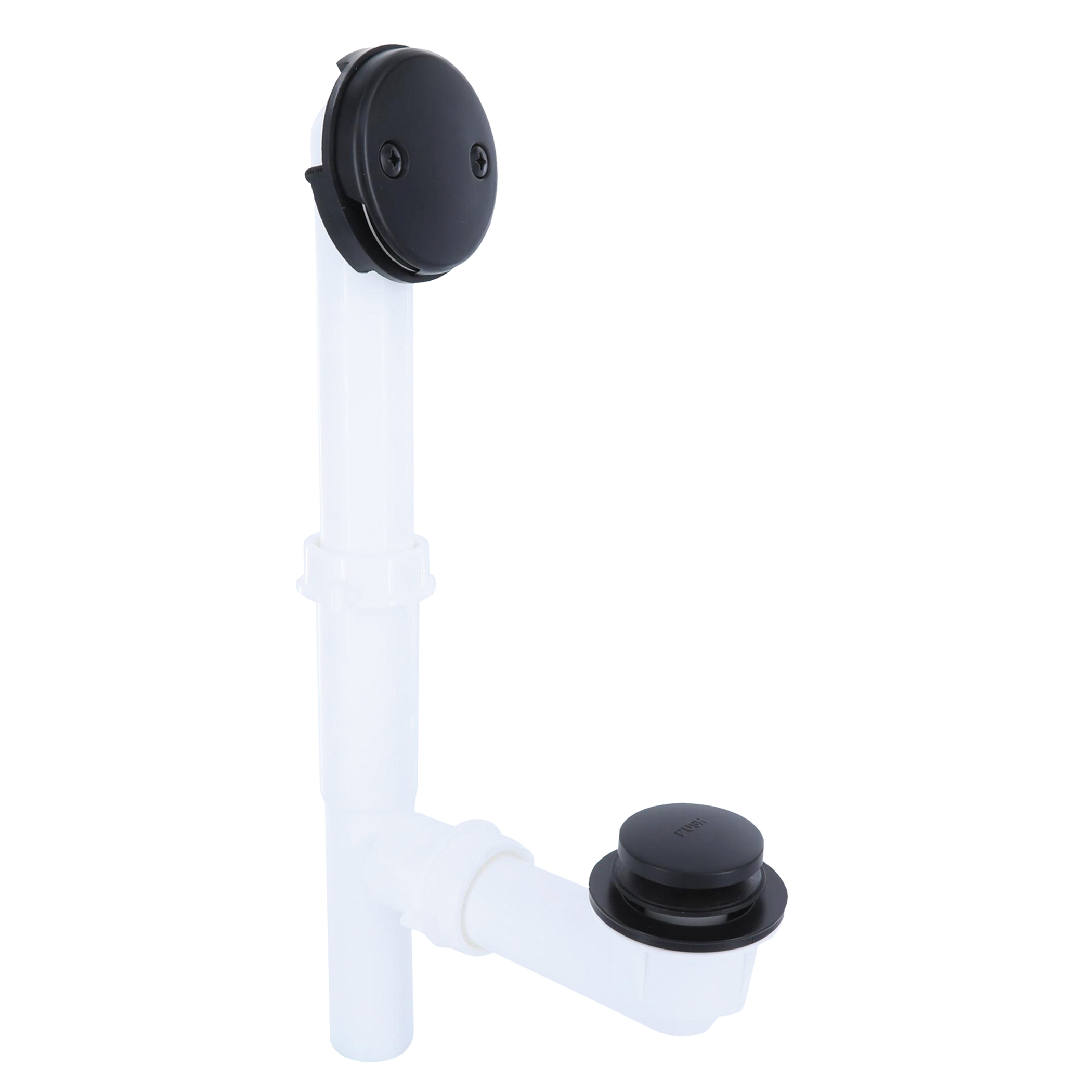 12099 Touch-Toe Tub Drain Kit, Plastic/Polypropylene, Black/White, Matte