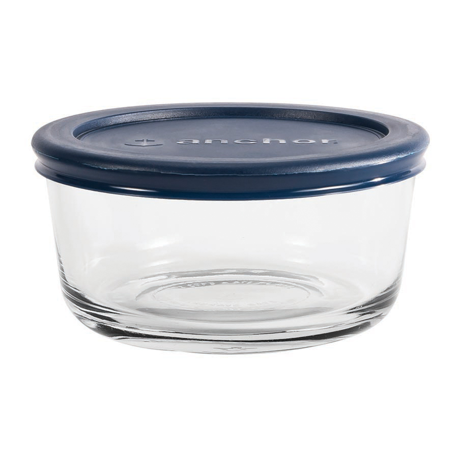 85906L20 Kitchen Food Storage with Lid, 2 Cup, Glass, Clear, 5 in Dia, 2-1/2 in H
