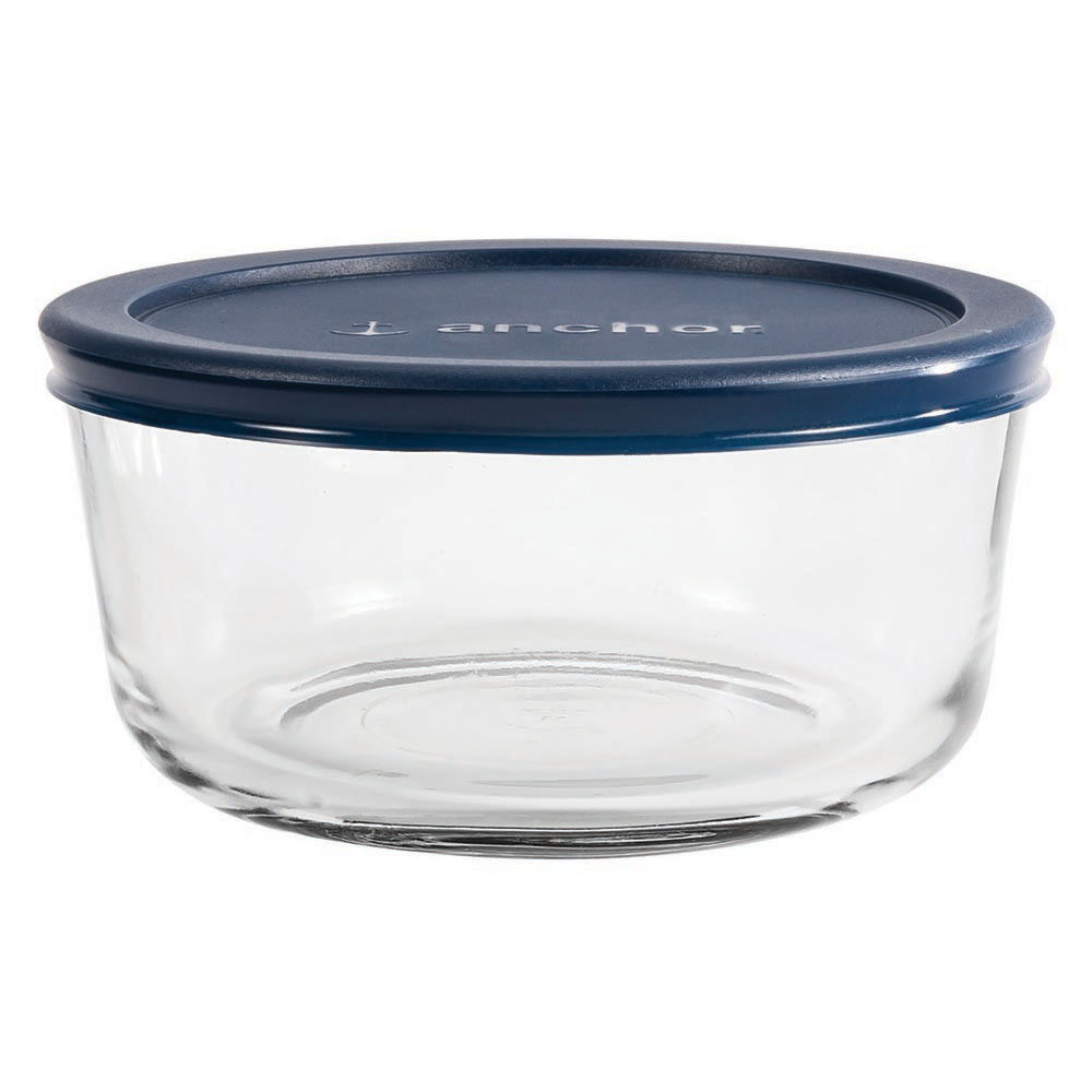 85907L20 Kitchen Food Storage with Lid, 4 Cup, Glass, Clear, 6-1/4 in Dia, 3 in H