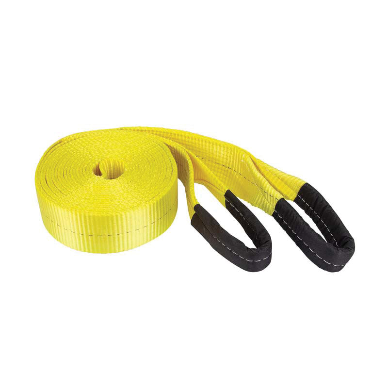 832 Recovery Strap, 7500 lb, 3 in W, 30 ft L, Loop End, Nylon, Yellow