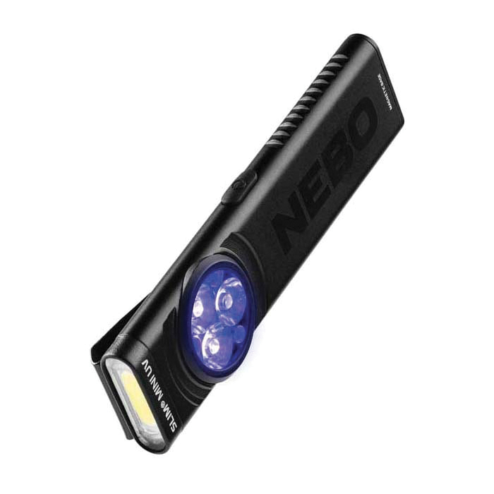 Slim Mini UV Series NEB-POC-1005 2-in-1 Rechargeable Pocket Light, 450 mAh, Lithium-Ion Battery, LED Lamp, Black