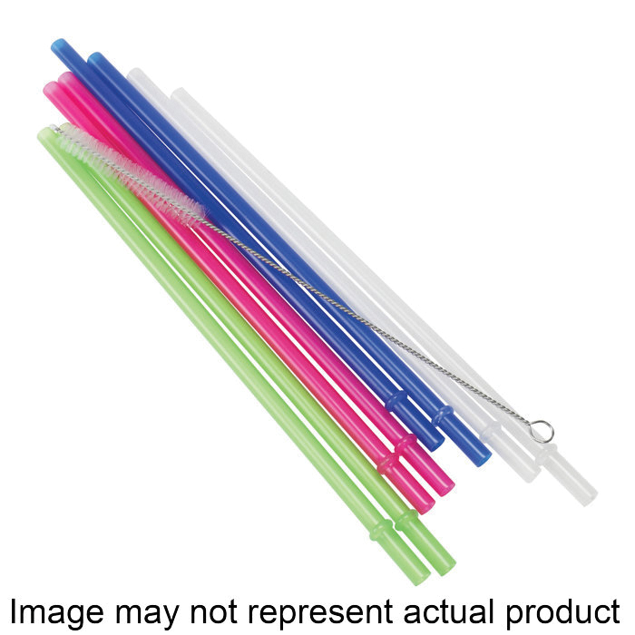 22035 Straw Set, Plastic, Blue/Clear/Green/Pink