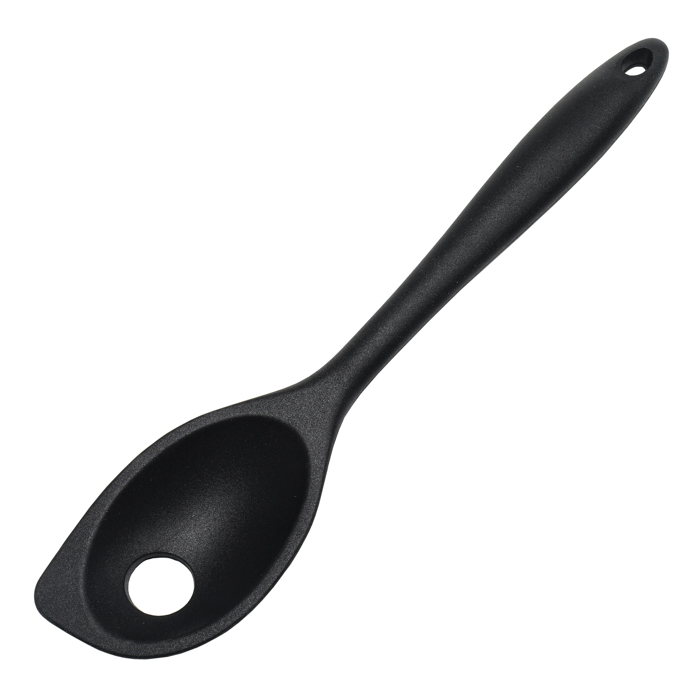 Premium Series 13631 Mixing Spoon, 11 in OAL, Silicone/Steel, Black