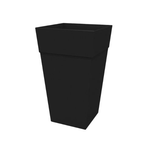 Finley Series FPS2500-2 Planter, 23.99 in H, 11.74 in W, 9-1/2 in D, Square, Tall, Tapered Design, Resin, Black