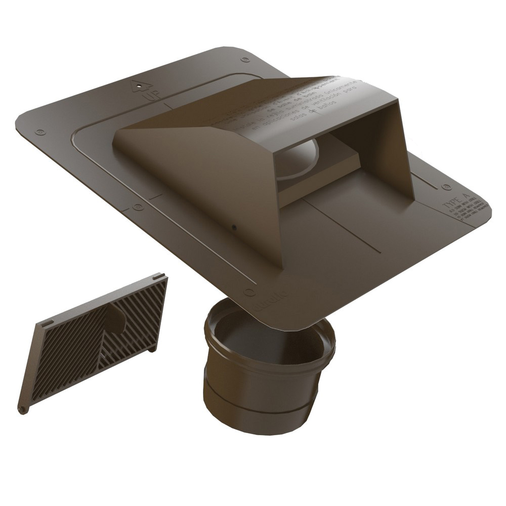 6014BR Roof Dryer and Bathroom Exhaust Vent, 6-1/8 in W Hood, 3-1/4 in H Hood, 4 in Duct, Brown Hood