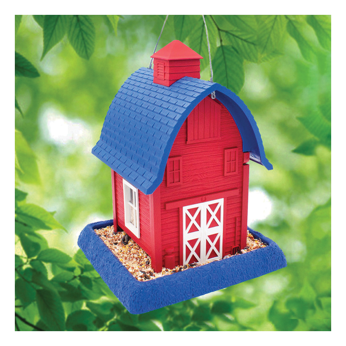 Village Series 9054 Hopper Bird Feeder, Americana Barn, 5 lb, Safflower Seed, Sunflower Seed, Wild Bird