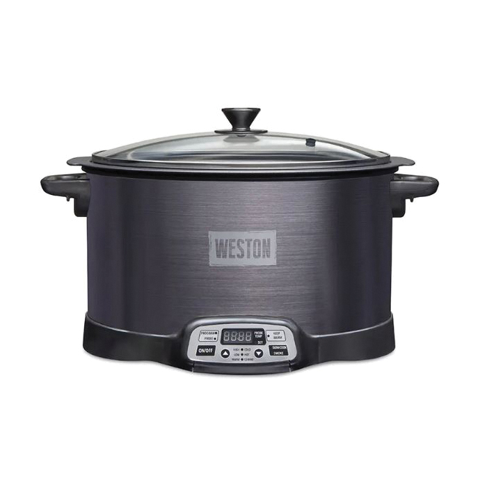03-2500-W 2-in-1 Indoor Smoker and Slow Cooker, 6 qt, 120 V, 370 W, Digital Control