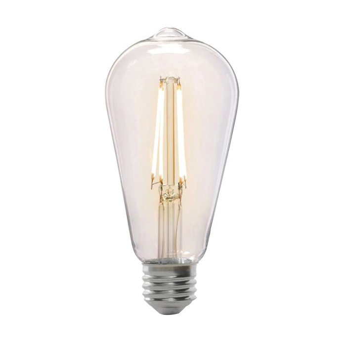 ST19/CL/VG/LED/2 LED Light Bulb, ST19 Lamp, 60 W Equivalent, E26 Medium Lamp Base, Dimmable, Amber/Clear