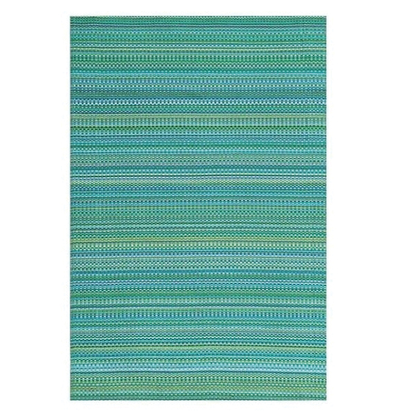 21374 Outdoor Mat, 6 ft L, 9 ft W, Mixed, Reversible Pattern, Plastic Rug, Tropical