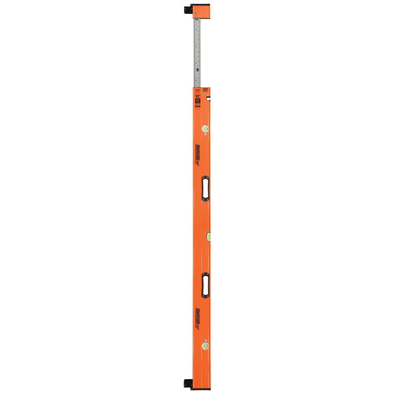Extendable Plate Level, Johnson, 120 in L, 3-Vial, Aluminum, Orange - 2