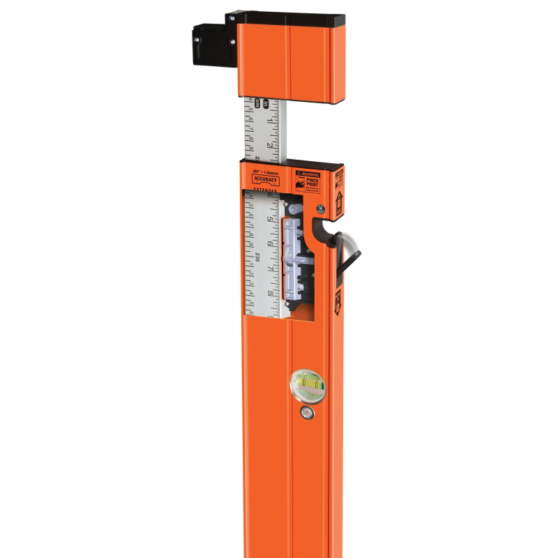Extendable Plate Level, Johnson, 120 in L, 3-Vial, Aluminum, Orange - 4