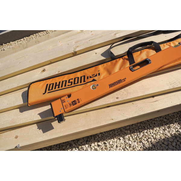 Extendable Plate Level, Johnson, 120 in L, 3-Vial, Aluminum, Orange - 5