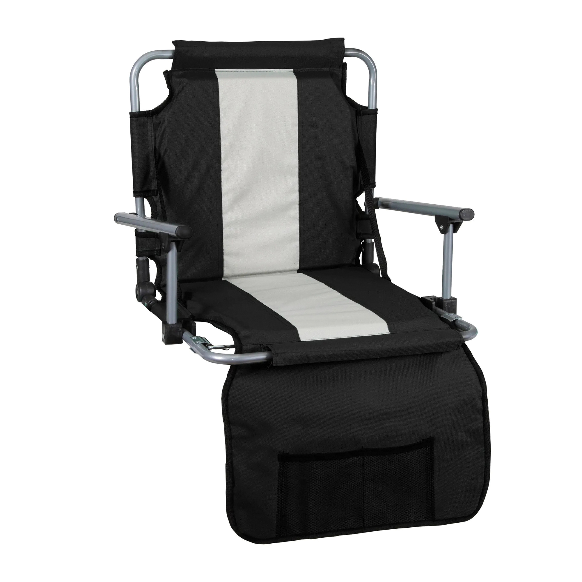 G-8-20 Stadium Folding Seat Chair with Arms, 17 in W, 5-1/2 in D, 17 in H, Steel Frame, Silver Frame