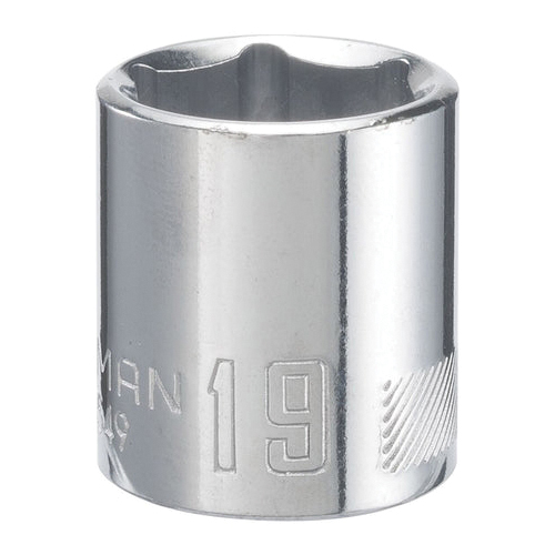 CMMT43549 Shallow Socket, 19 mm Socket, 3/8 in Drive, 6-Point, Steel, Polished Chrome