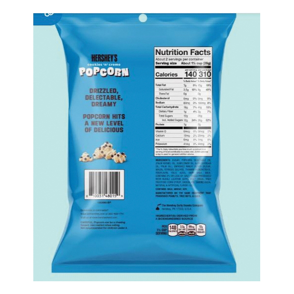 Hershey's 771020 Popcorn, Cookies and Cream, 2.25 oz Bag - 2