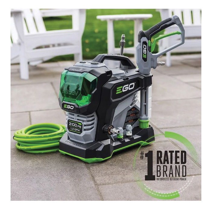 Compact Pressure Washer Kit, EGO, Battery Included, 6 Ah, 56 V, Lithium-Ion, 1.3 gpm, 2100 psi Pressure - 2