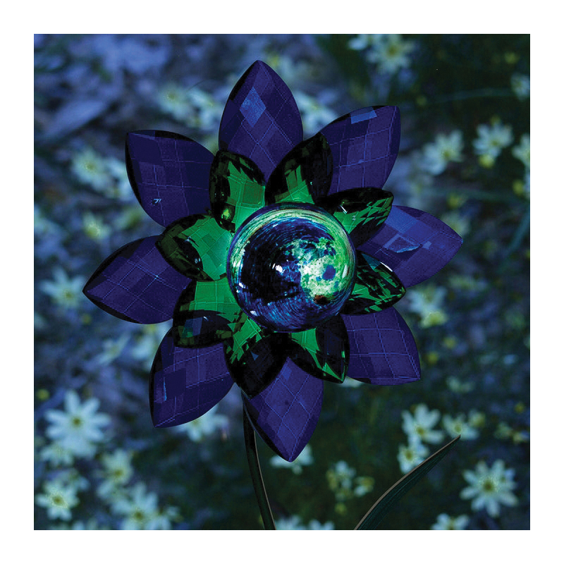 Echo Valley 3701 Solar Stake, Illuminarie Gem Flower, Blue/Green - 2