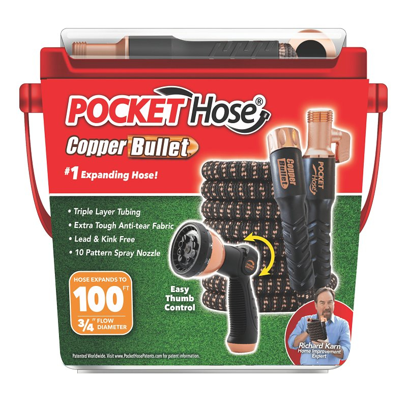 17193-4 Medium-Duty Expandable Flexible Garden Hose, 100 ft L, Polymer, Black