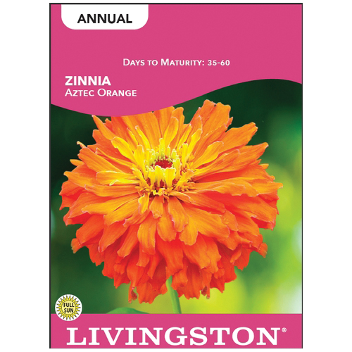 Y1510 Flower Seed, Zinnia, Aztec Orange Bloom