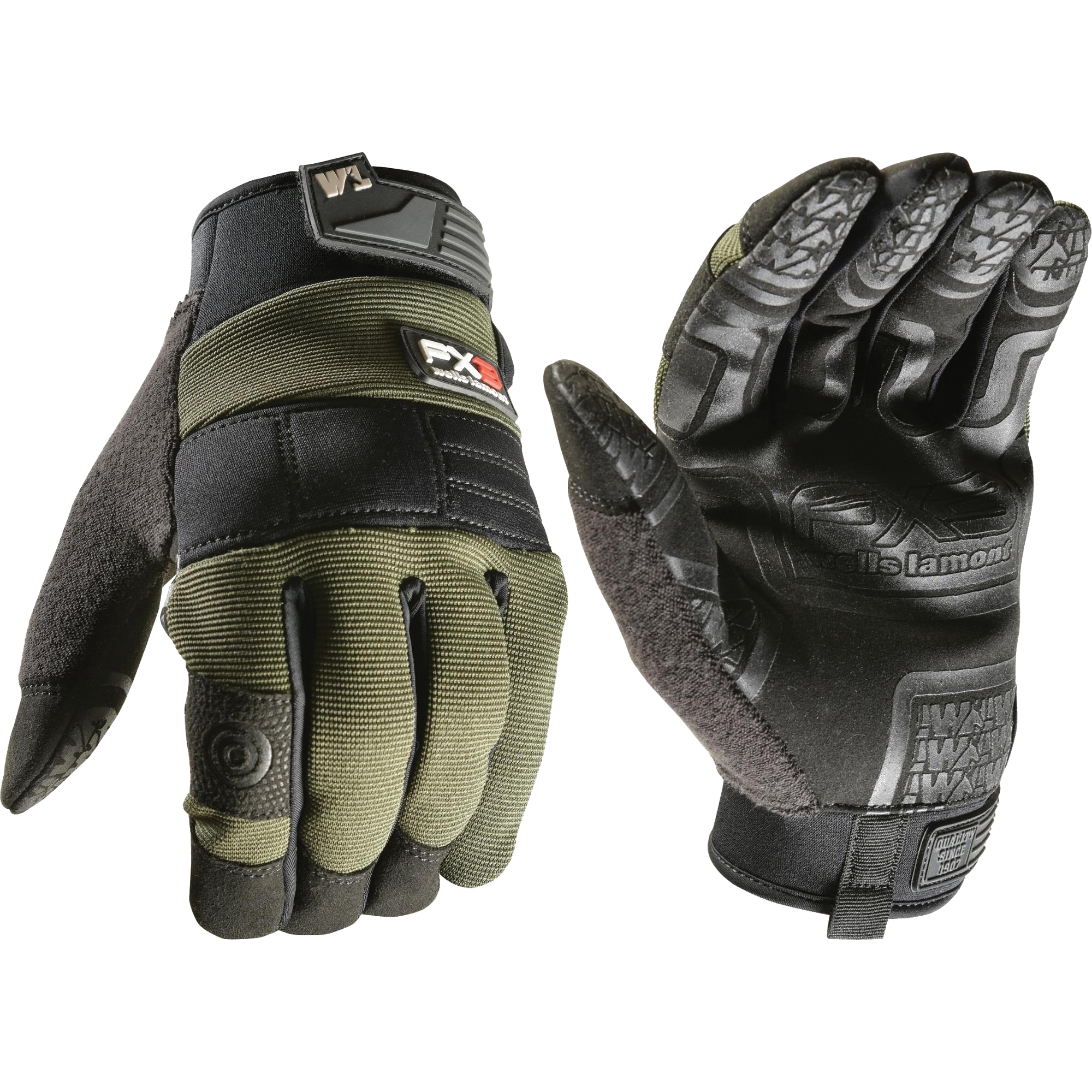 FX3 Series 7857L Work Gloves, Men's, L, Neoprene/Spandex/Synthetic Leather, Black/Gray/Green