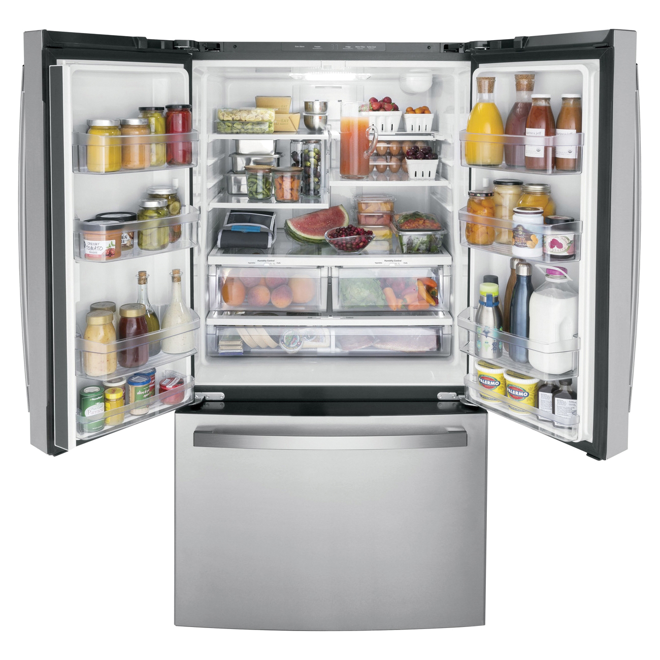 GE GNE27JYMFS French Door Refrigerator, 27 cu-ft Overall, 18.82 cu-ft Refrigerator, 8.17 cu-ft Freezer, 3-Door - 2